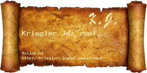 Kriegler József névjegykártya